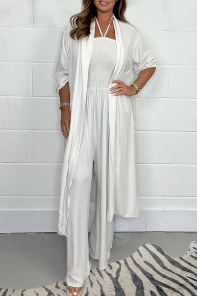 Ensemble 2 pièces pantalon large dos nu à bretelles pour femmes à la mode