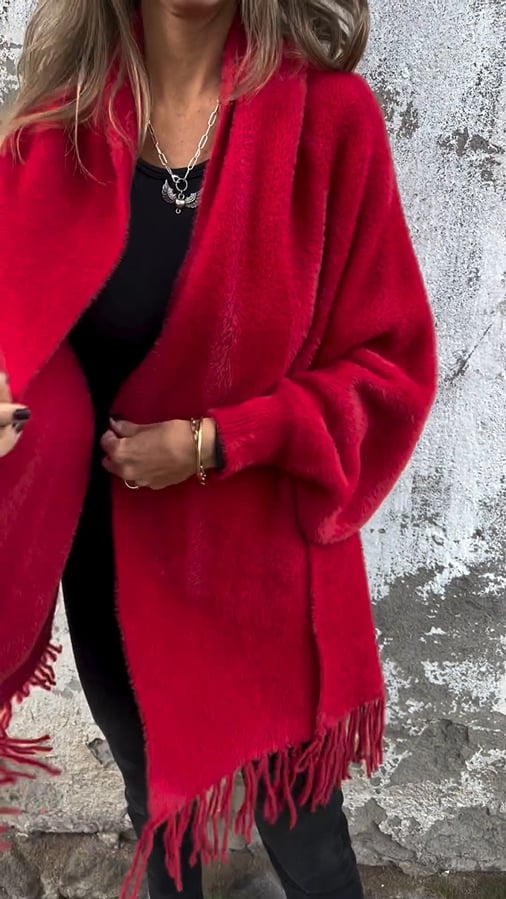 Manteau à manches longues et pompons pour femme