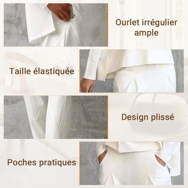 Ensemble 2 pièces pantalon à manches longues et col rond