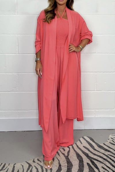 Ensemble 2 pièces pantalon large dos nu à bretelles pour femmes à la mode