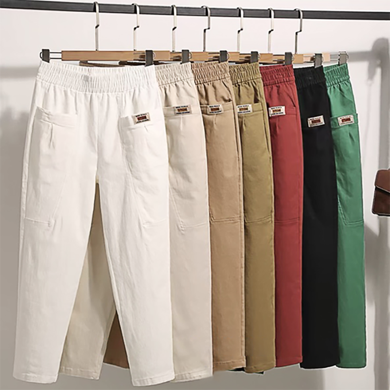 Sarouel en coton confortable à taille élastique pour femme