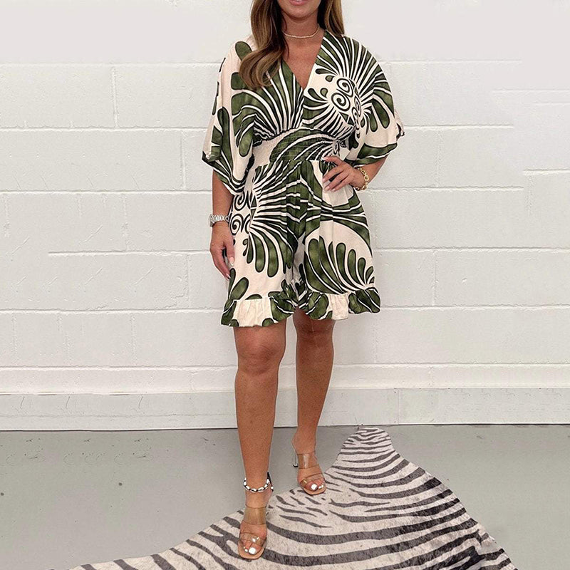 Combinaison décontractée pour femmes à imprimé botanique