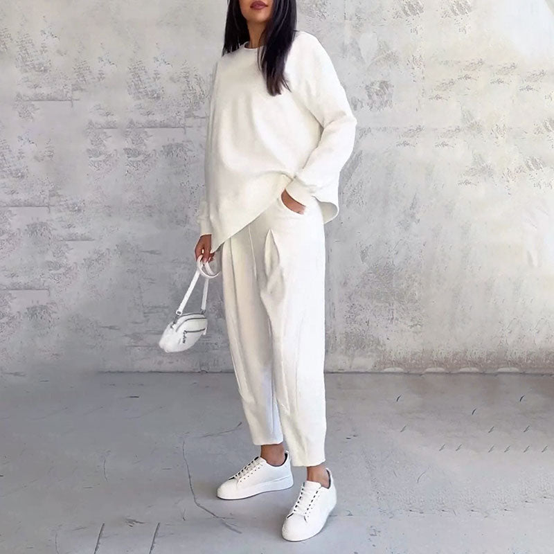 Ensemble 2 pièces pantalon à manches longues et col rond