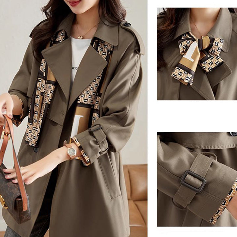 Trench-coat mi-long amincissant Ă revers pour femmes