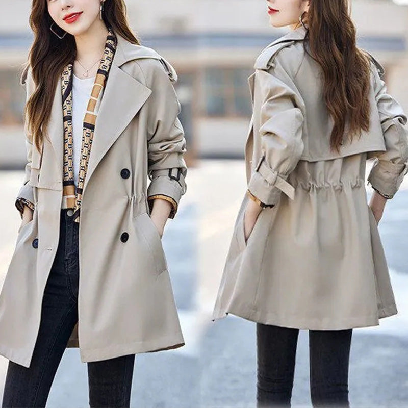 Trench-coat mi-long amincissant Ă revers pour femmes
