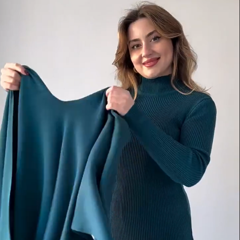 Costume trois pièces femme en maille stretch (haut + pantalon + châle)