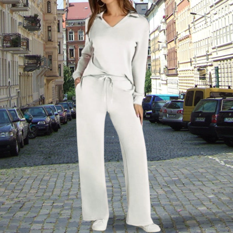 Ensemble deux pièces de sport décontracté à manches longues pour femme