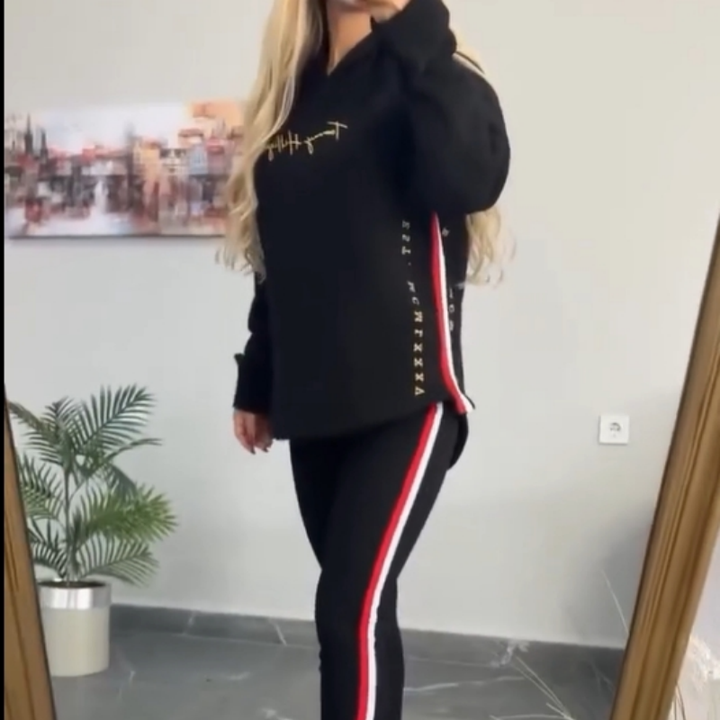 Top et pantalon à capuche décontracté à rayures et à manches longues pour femmes