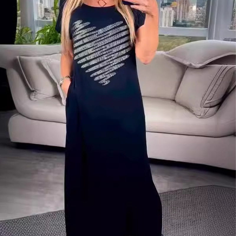 Robe t-shirt longue avec fentes latérales