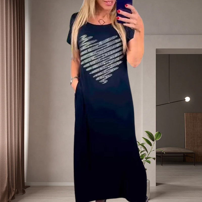 Robe t-shirt longue avec fentes latérales