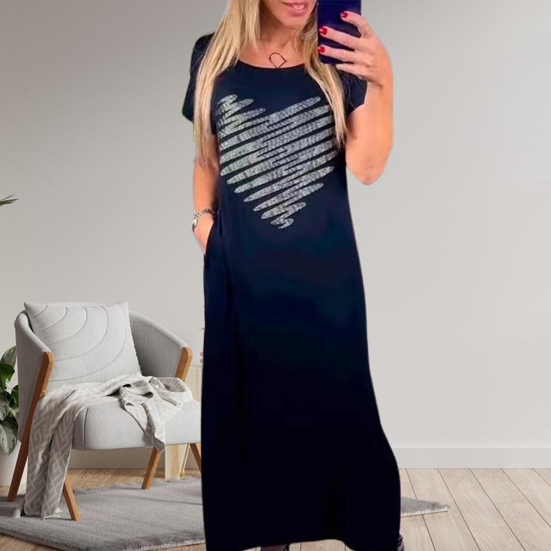 Robe t-shirt longue avec fentes latérales