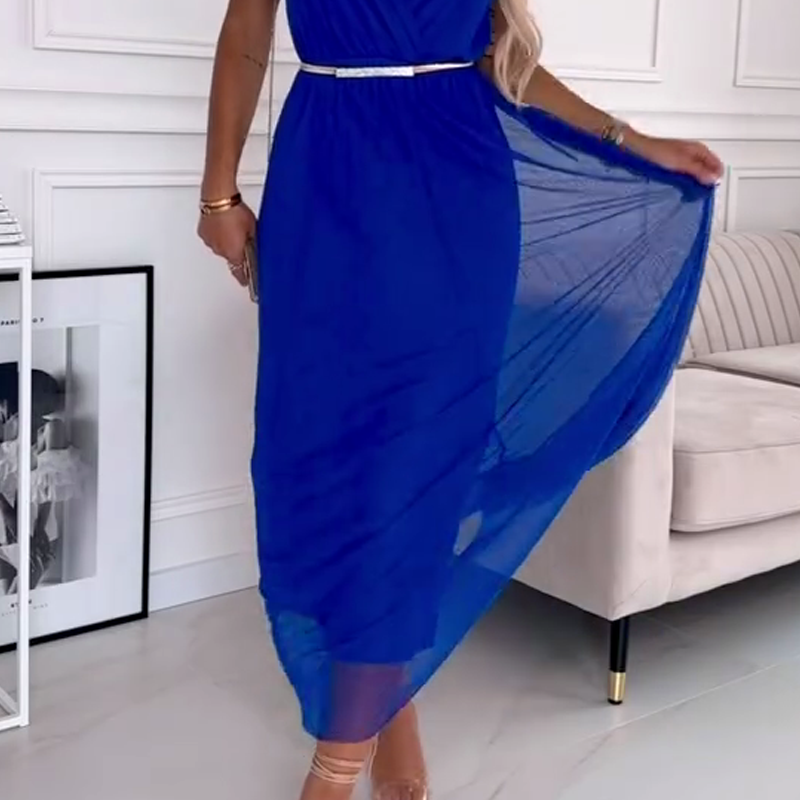 Robe en maille sans manches à col V Boho