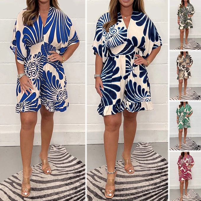 Combinaison décontractée pour femmes à imprimé botanique