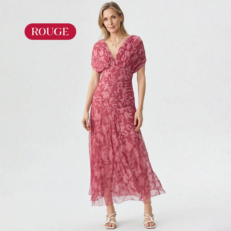 Robe imprimée à col V hors épaule pour femmes