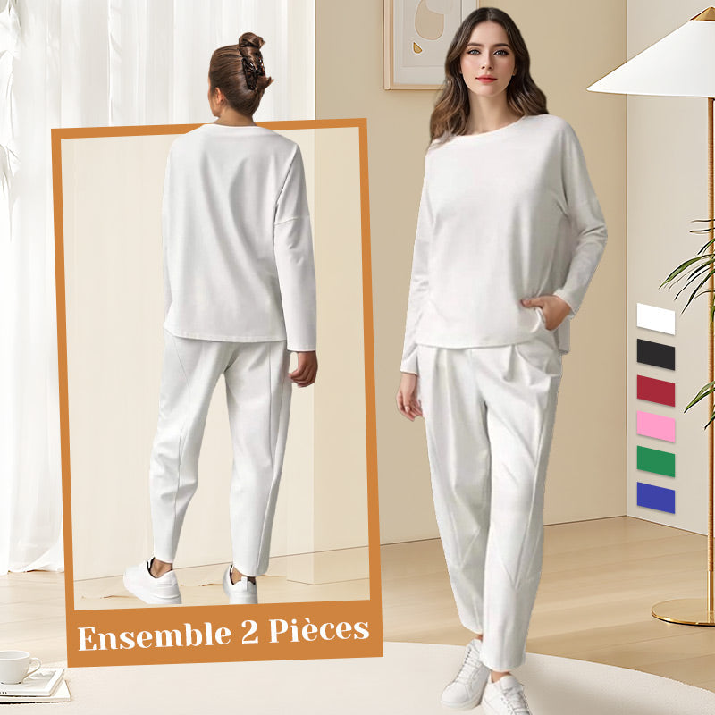 Ensemble 2 pièces pantalon à manches longues et col rond