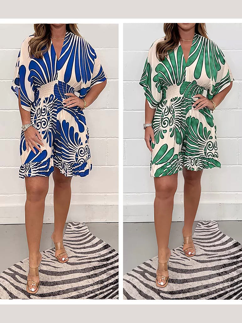 Combinaison décontractée pour femmes à imprimé botanique