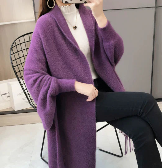 Manteau à manches longues et pompons pour femme