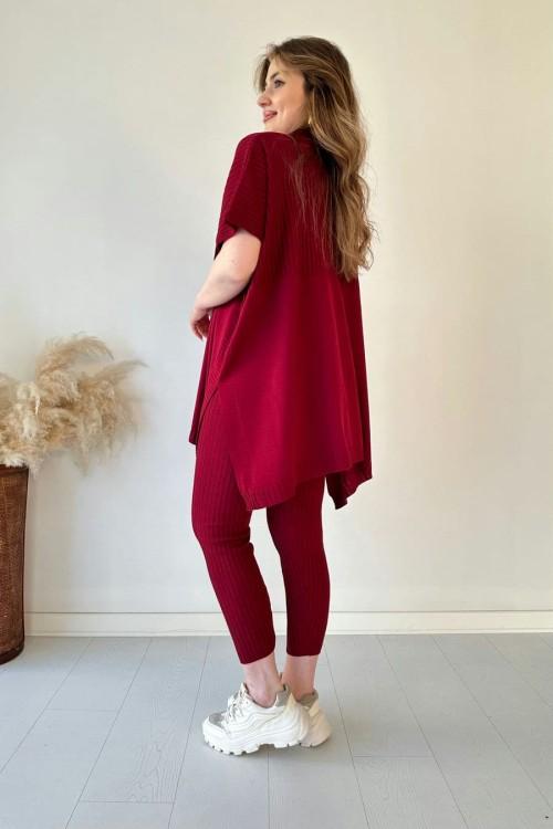 Ensemble deux pièces en tricot extensible pour femme (haut + pantalon)