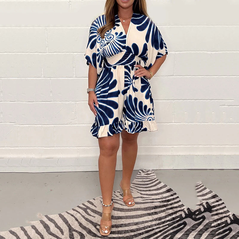 Combinaison décontractée pour femmes à imprimé botanique