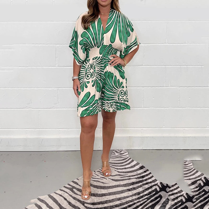 Combinaison décontractée pour femmes à imprimé botanique