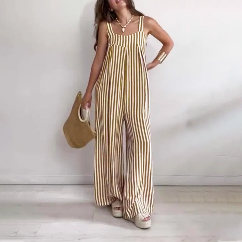 Combinaison ample et décontractée à rayures pour femmes