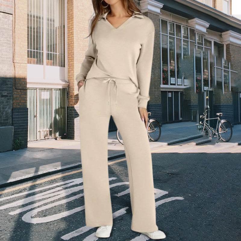 Ensemble deux pièces de sport décontracté à manches longues pour femme