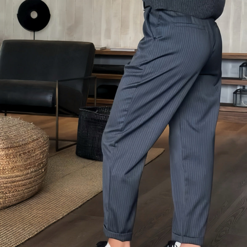Pantalon Tailleur Droit Décontracté Taille Haute pour Femmes