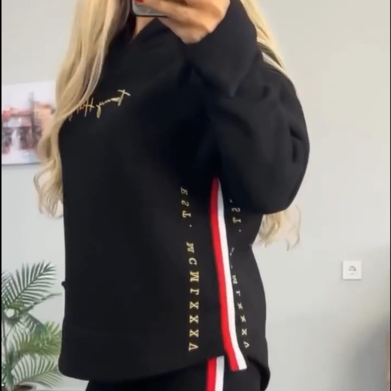 Top et pantalon à capuche décontracté à rayures et à manches longues pour femmes