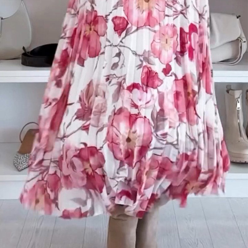 Ensemble deux pièces à motif floral : blouse épaules dénudées & jupe longue