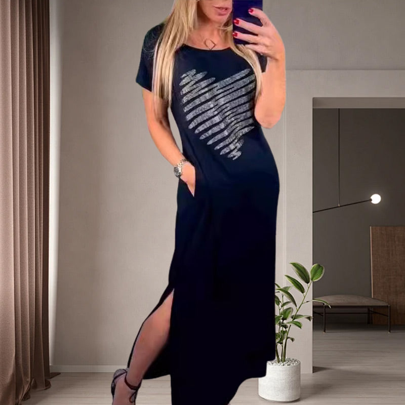 Robe t-shirt longue avec fentes latérales