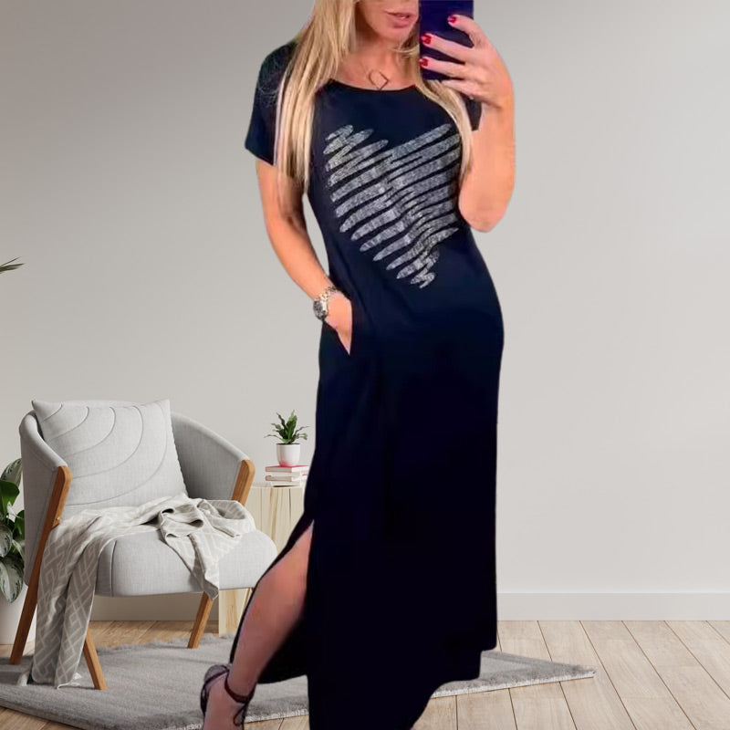 Robe t-shirt longue avec fentes latérales