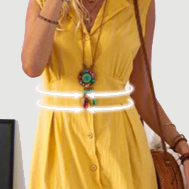 Vintage Solid Colour Cotton and Linen A-line Dress