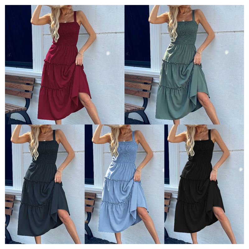 Robe extensible de couleur unie pour femme