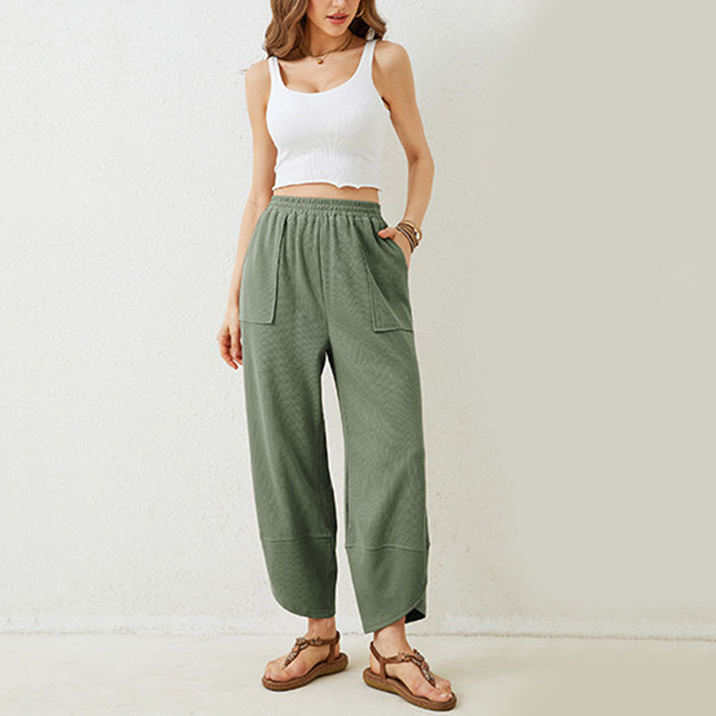 Pantalon décontracté à neuf points pour femme, très élastique et respirant