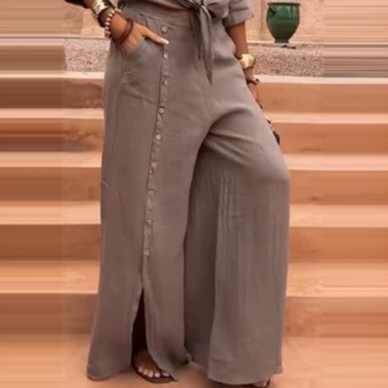 Ensemble élégant 2 pièces de couleur unie pour femme