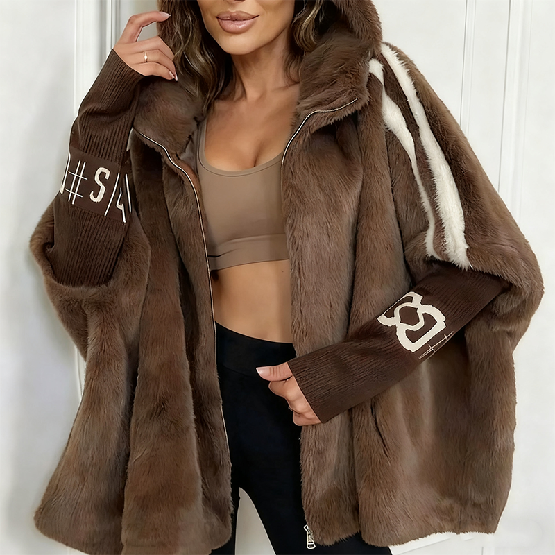Manteau Décontracté à Capuche Zippé en Peluche pour Femme - Doublure Polaire avec Poche Cachée pour un Style Confortable et Chaud